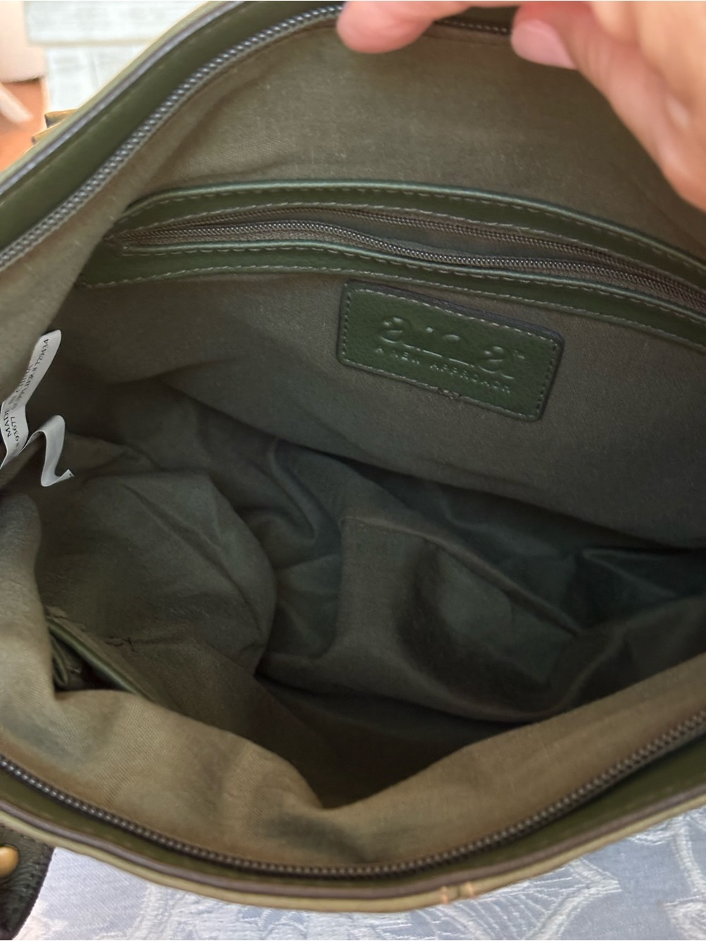 A.N.A Olive Green Leather Tote Bag - Picture 8 of 8